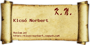 Klcsó Norbert névjegykártya